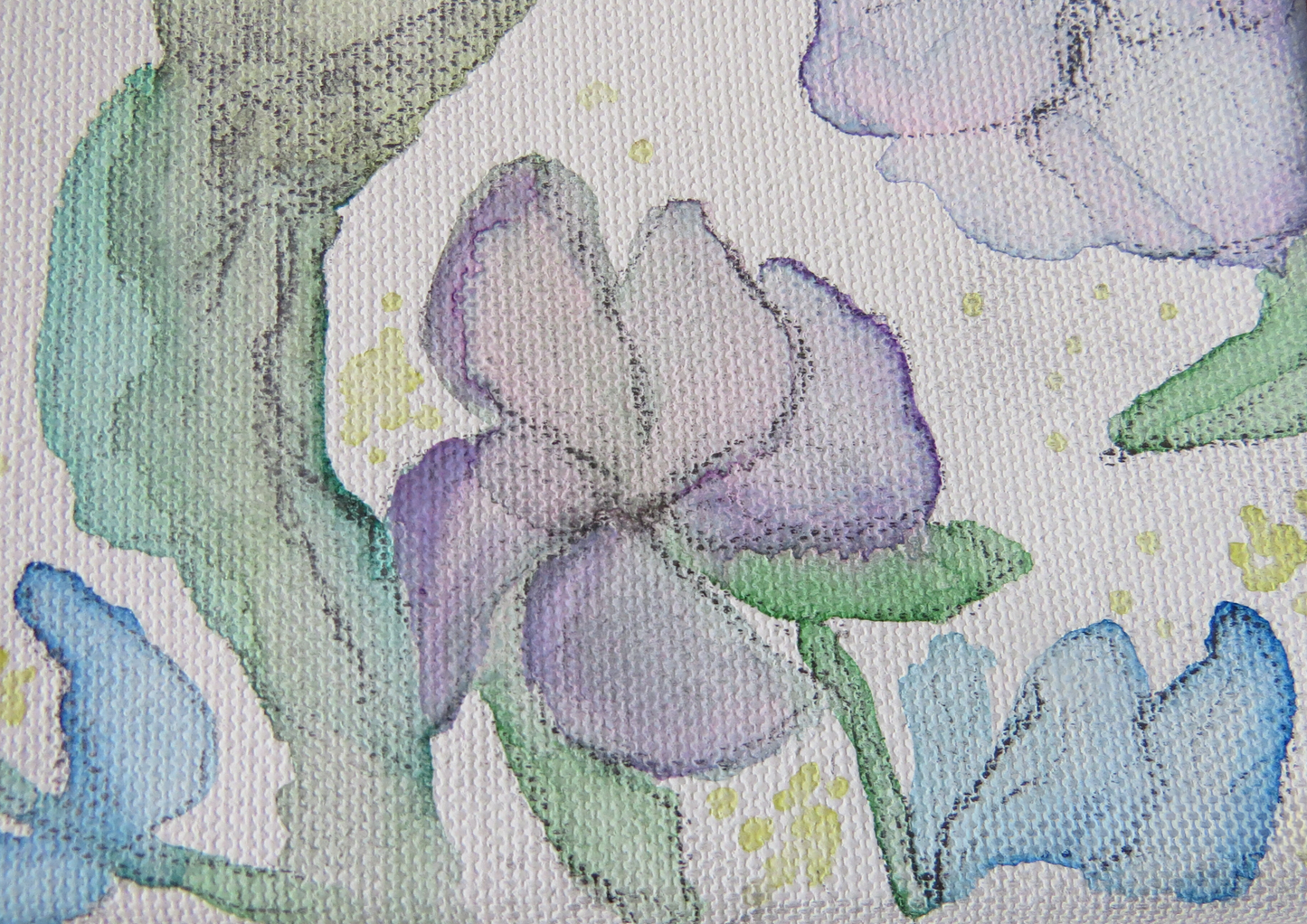 Pintura Original en Acuarelas: Beso de Colibrí entre las Flores - Mayra Diaz Ramos Art