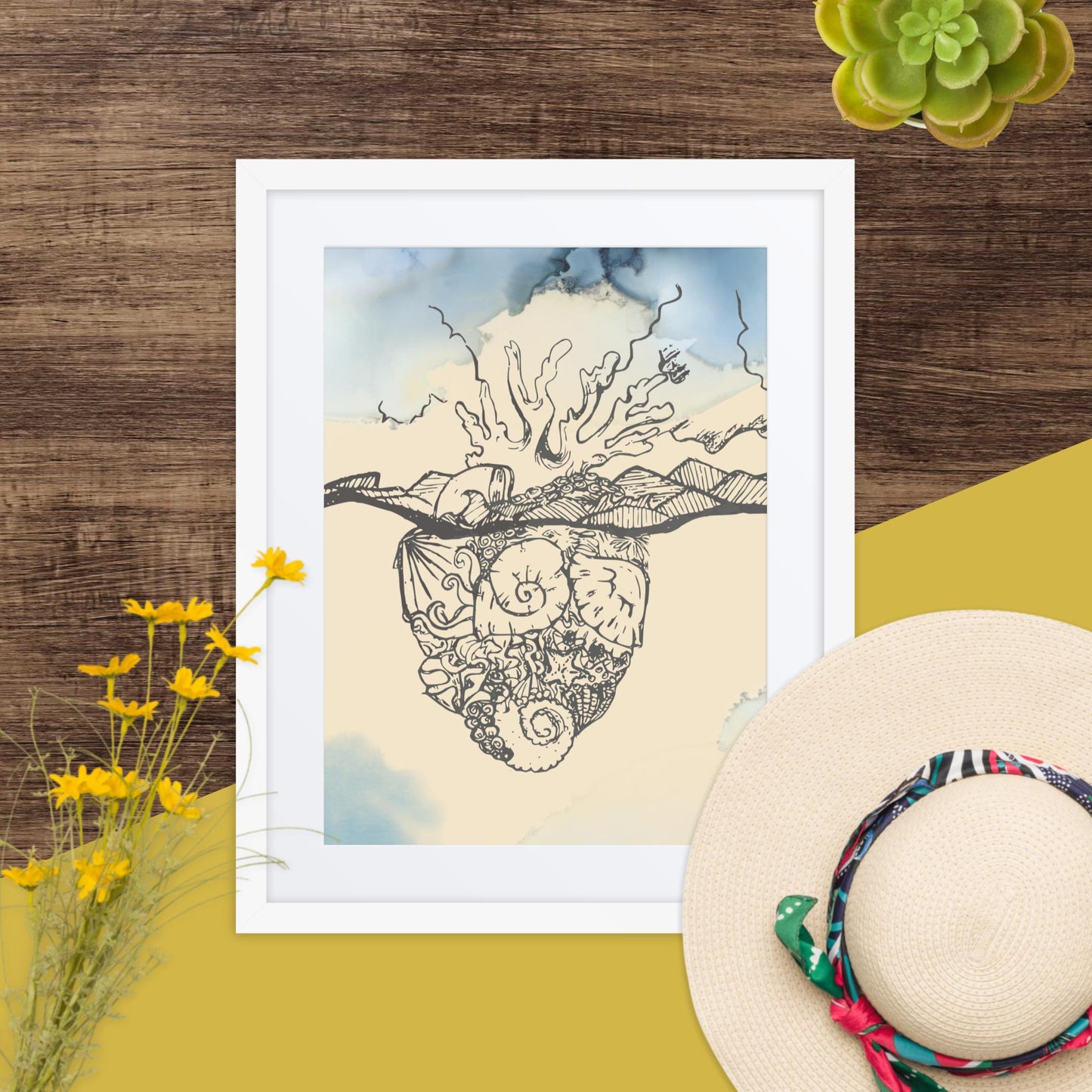 "Corazón de Océano" Framed Print