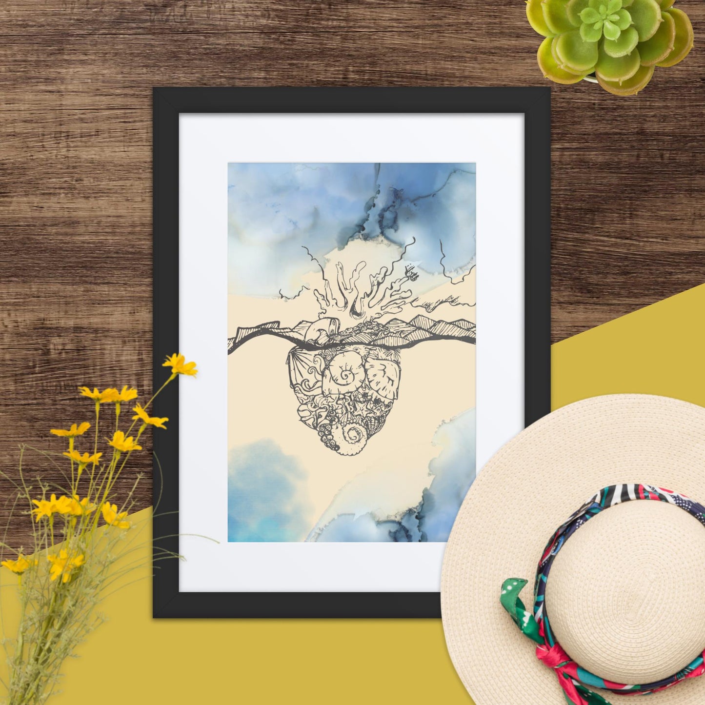 "Corazón de Océano" Framed Print