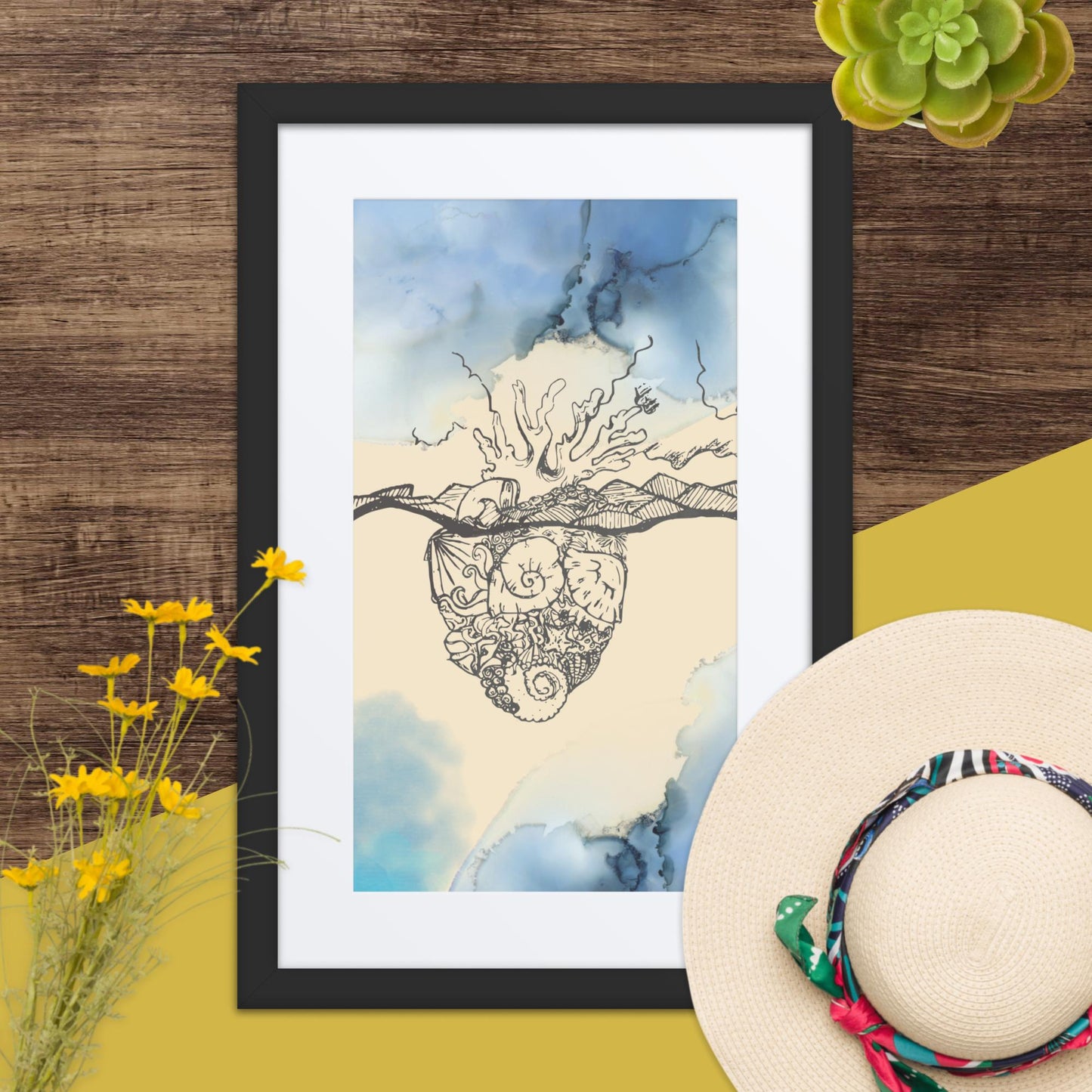 "Corazón de Océano" Framed Print