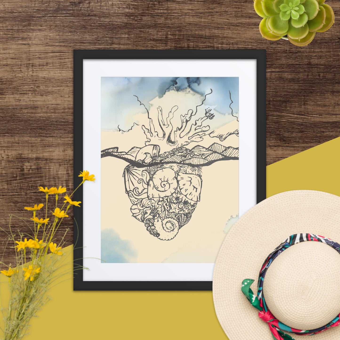 "Corazón de Océano" Framed Print