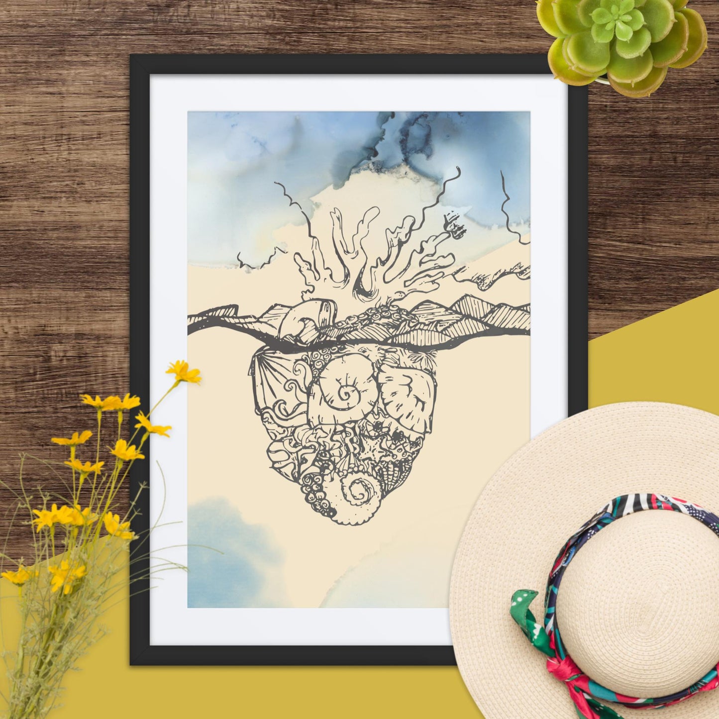 "Corazón de Océano" Framed Print