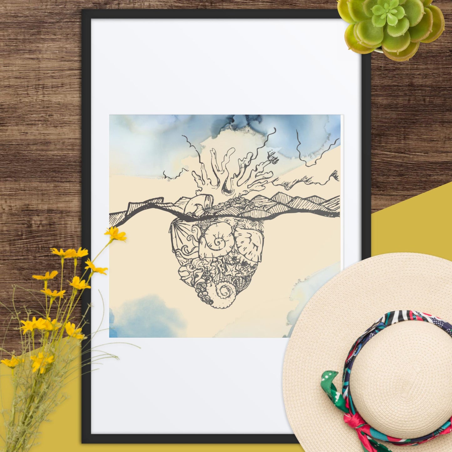 "Corazón de Océano" Framed Print