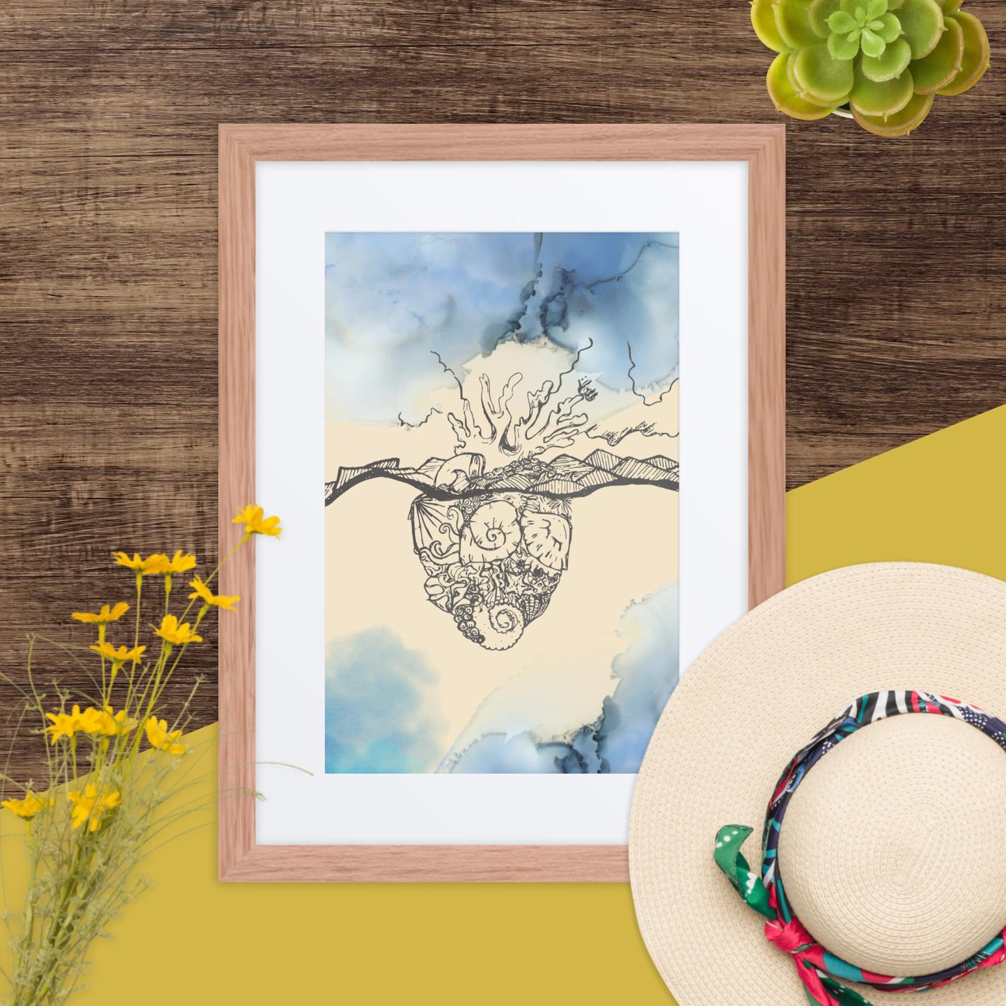 "Corazón de Océano" Framed Print