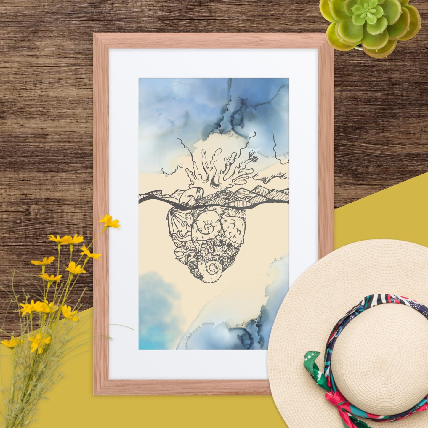 "Corazón de Océano" Framed Print
