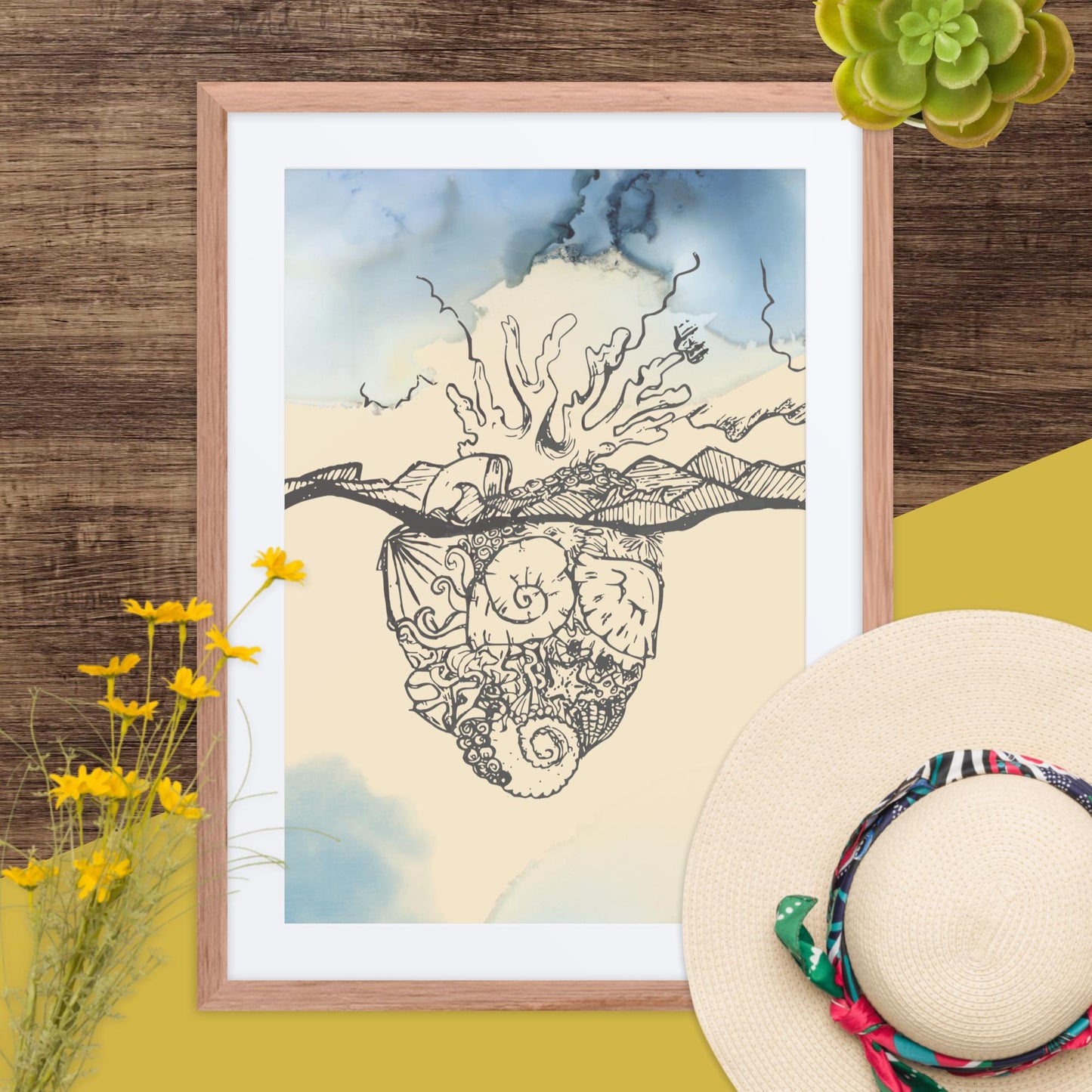 "Corazón de Océano" Framed Print