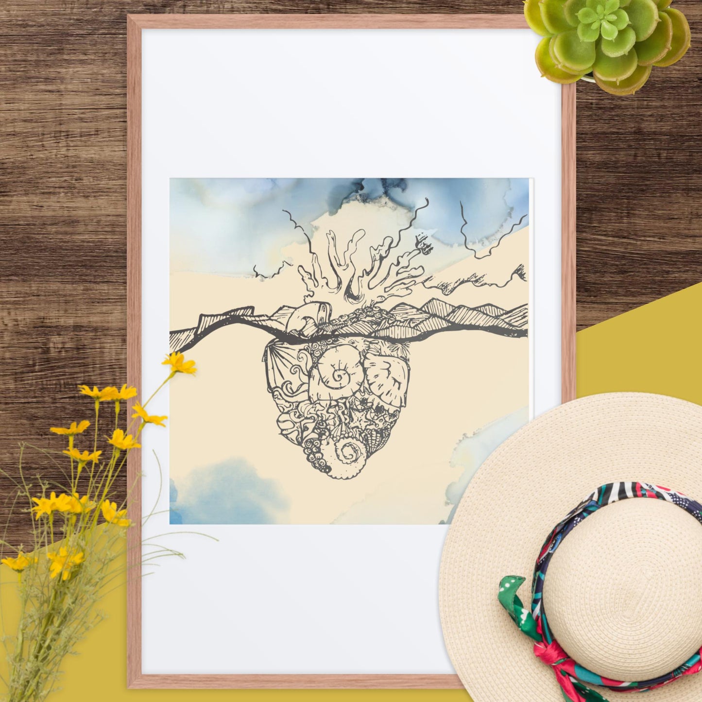 "Corazón de Océano" Framed Print