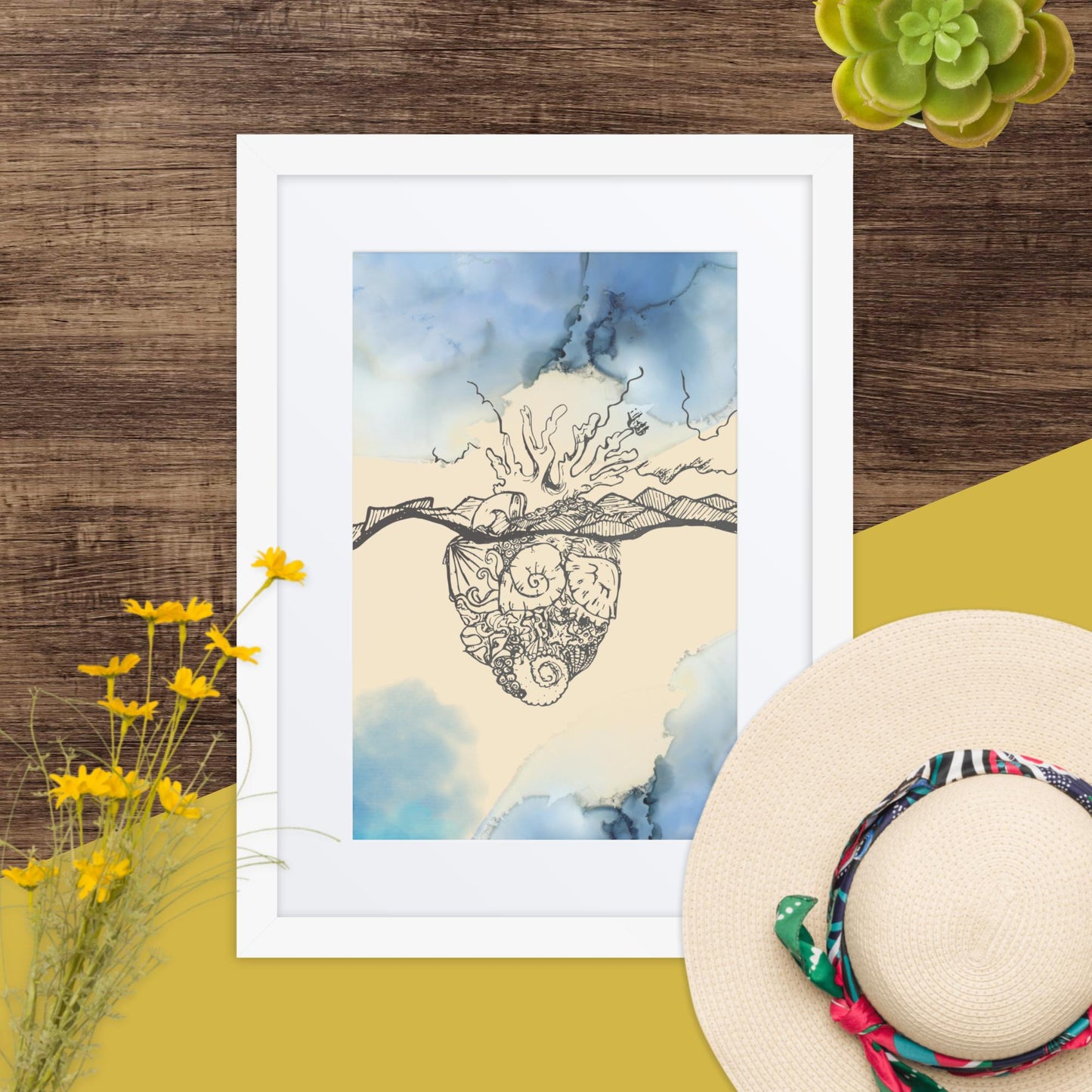 "Corazón de Océano" Framed Print